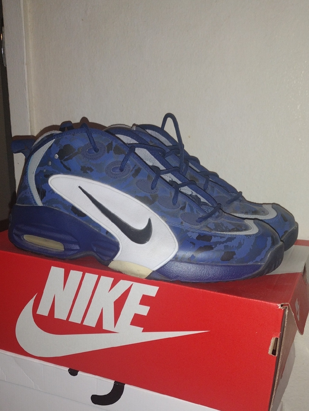 Nike Blue Camo Basketball Shoes with White Accents